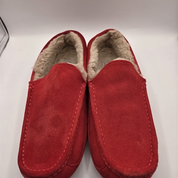 UGG Ascot Men's Red Suede Sheerling Limed Slippers 12 - Picture 3 of 9